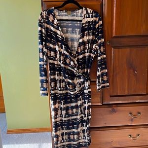 Anne Klein Long Sleeve Knit Wrap Dress
